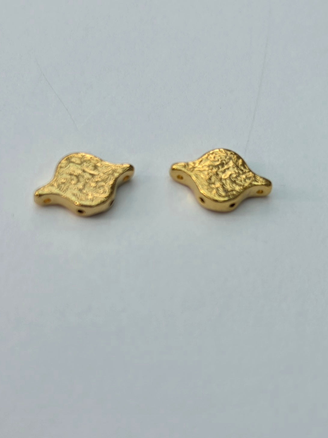Gold Coloured Textured Multi-Hole Spacer Beads – 2 Pieces