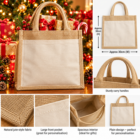 Cotton Pocket Jute Midi Tote