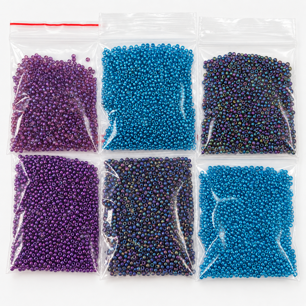 Mixed Seed Beads – Metallic, Iridescent & Coloured – 6 Large Bags