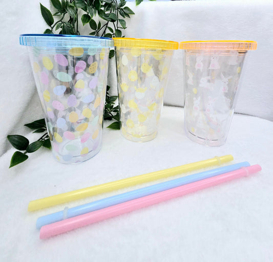 Easter Printed Tumbler with Straw