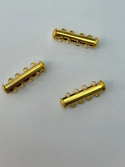 Gold Coloured 4-Strand Magnetic Slider Clasps – 3 Pieces