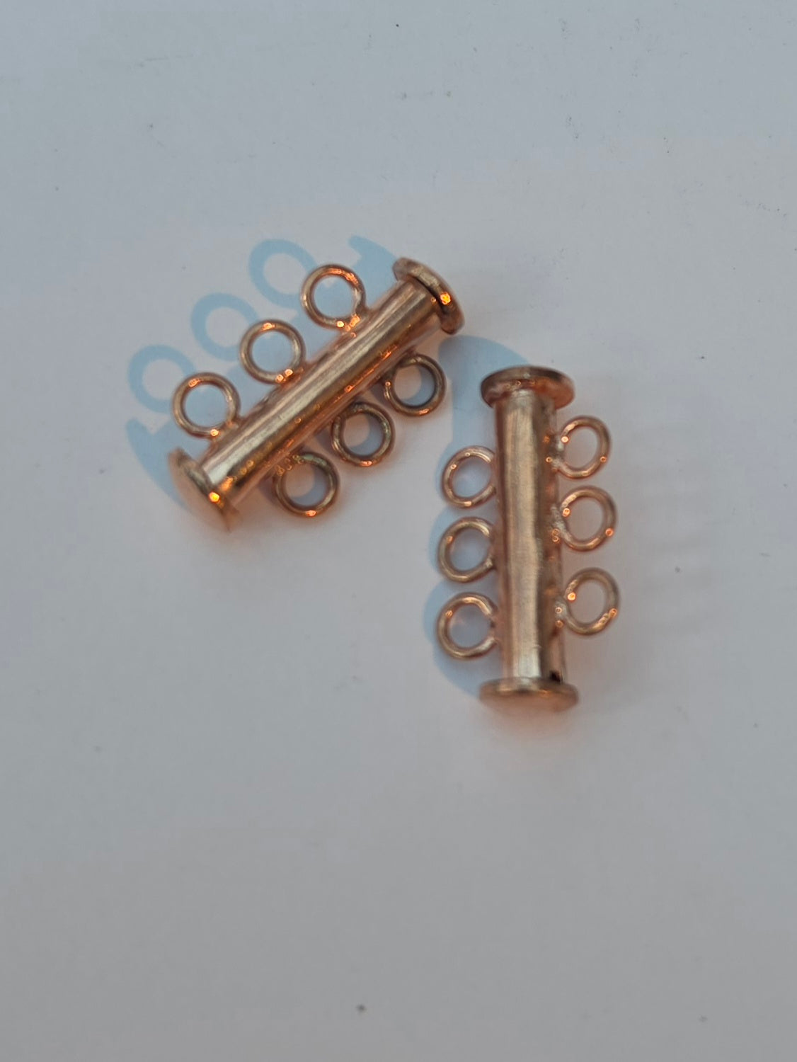 Rose Gold Coloured 3-Strand Slide Lock Clasps – 2 Pieces