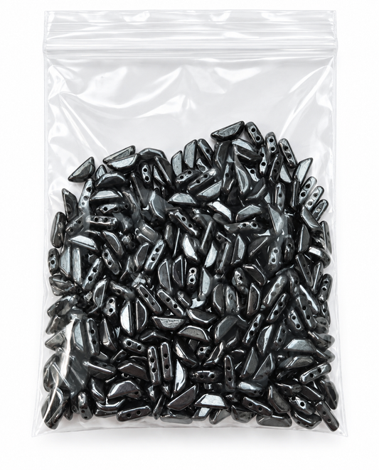 Czech Glass Multi-Hole Kite Beads – Metallic Gunmetal – Large Bag