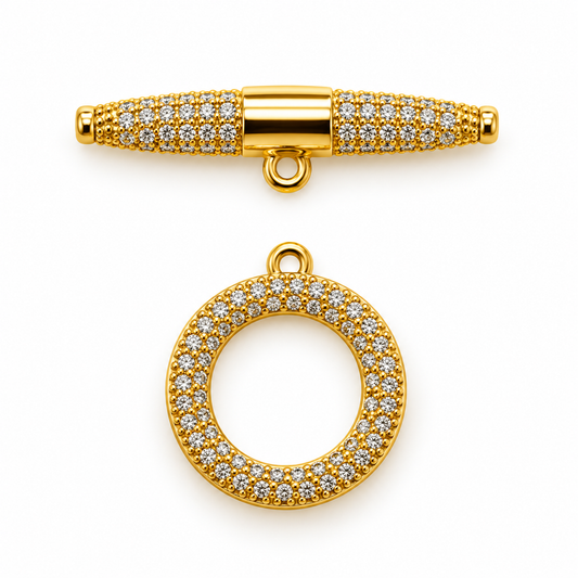 Gold Coloured Pavé Crystal Toggle Clasp – Sparkling Jewellery Finding