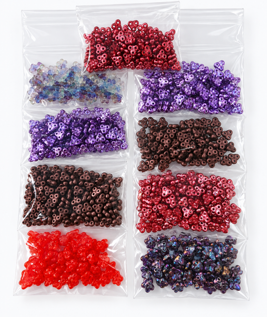 Czech Glass Multi-Hole Triangle Beads – Large Mixed Lot
