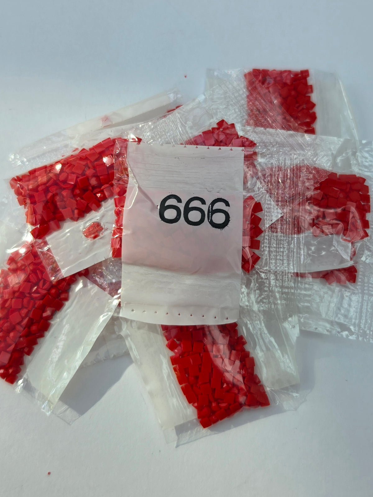 DMC 666 – Square Diamond Painting Drills – 11 Packets