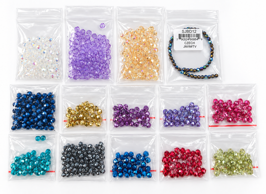 Czech Fire-Polished Faceted Glass Beads – Mixed Colour Craft Lot