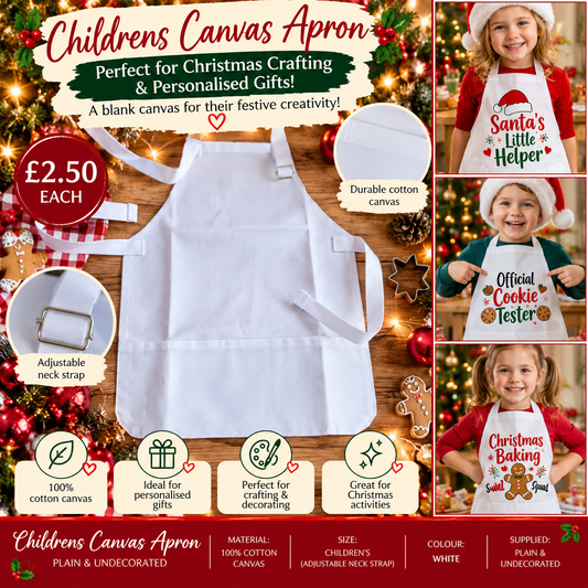 Children's White Apron Blank – Approx. 38 × 52cm – DTF & HTV
