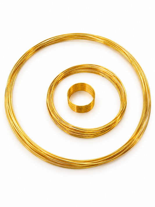 Gold Coloured Memory Wire – Necklace, Bracelet & Ring Sizes – Mixed Lot