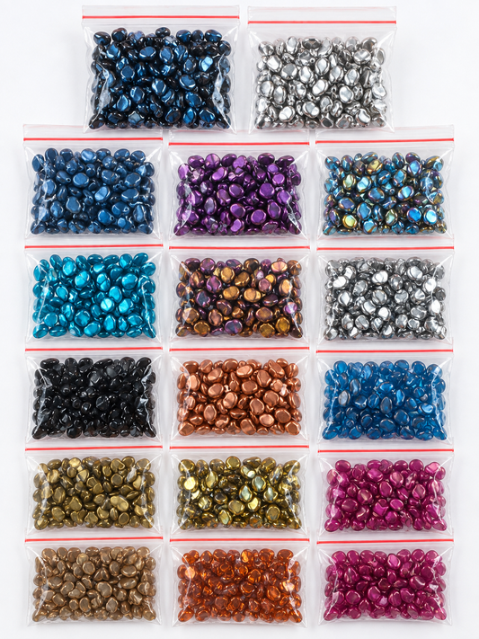 Czech Glass Pinch Beads – Mixed Colours & Metallic Finishes – 15 Bags