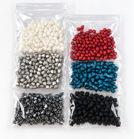 Czech Glass Drop Beads – Mixed Colours & Finishes – 6 Bags