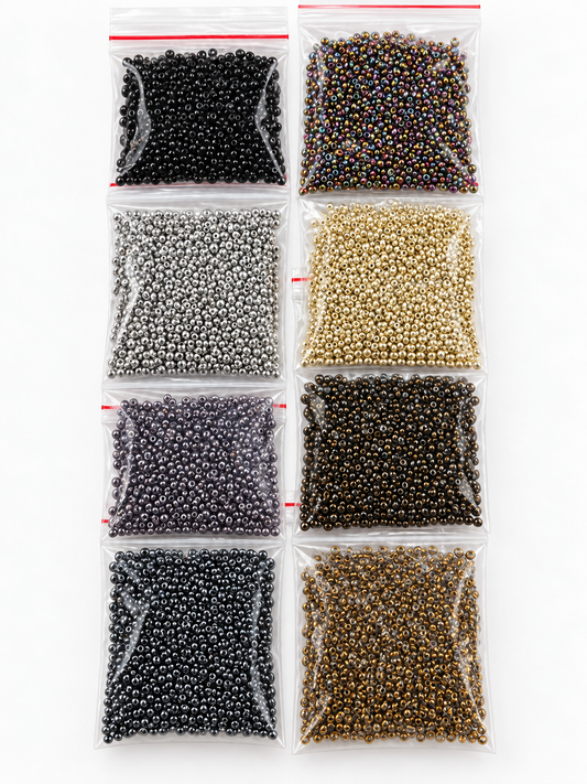 Czech Glass Seed Beads – Mixed Metallic Colours – 8 Large Bags