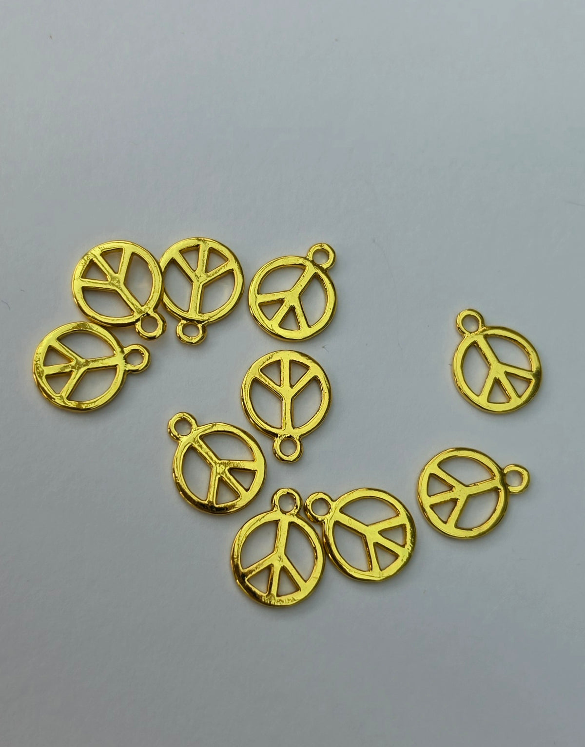 Gold Coloured Peace Sign Charms – 10 Pieces