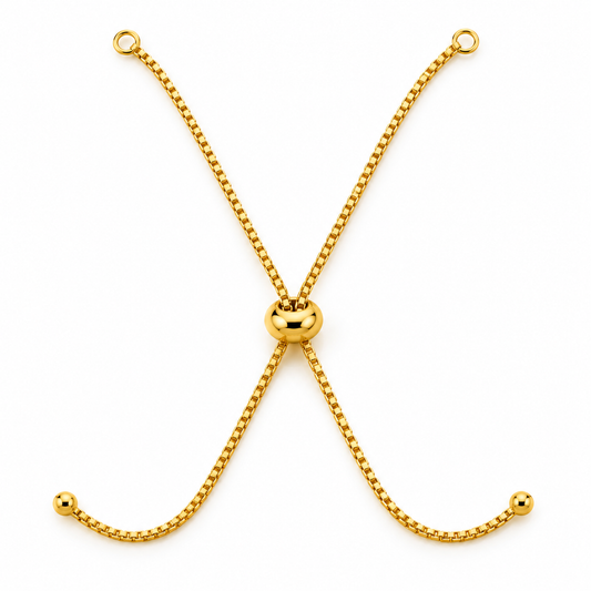 Gold Coloured Adjustable Bolo Slider Bracelet Chain – Jewellery Making Finding