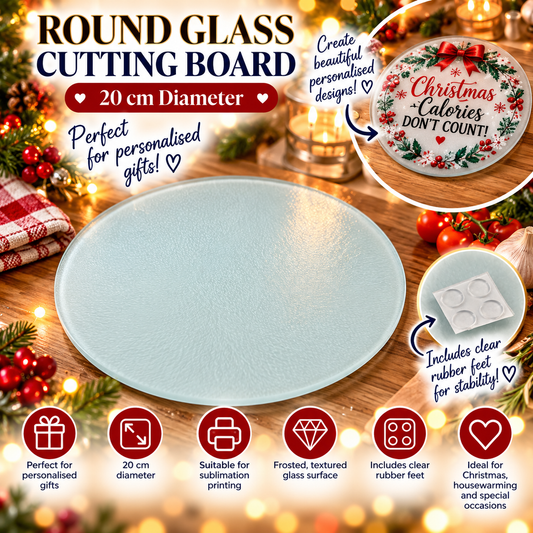 Round Glass Sublimation Cutting Board Blank – 20 cm