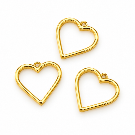 Gold Plated 925 Sterling Silver Open Heart Connectors – 3 Pieces