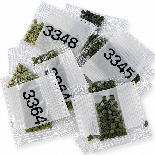 Diamond Painting Square Drills – Mixed DMC Green Shades – Clearance Lot