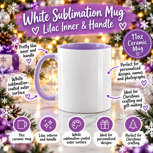 11oz White Sublimation Mug with Lilac Inner & Handle