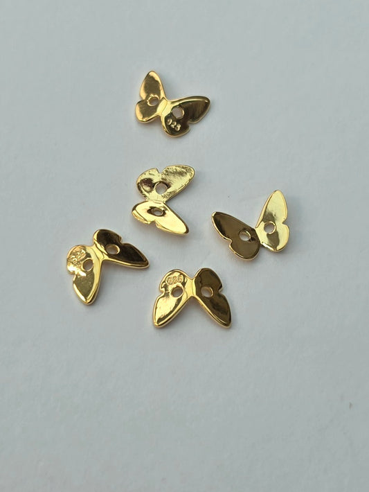 Gold Plated 925 Sterling Silver Butterfly Wing Bead Caps – 5 Pieces