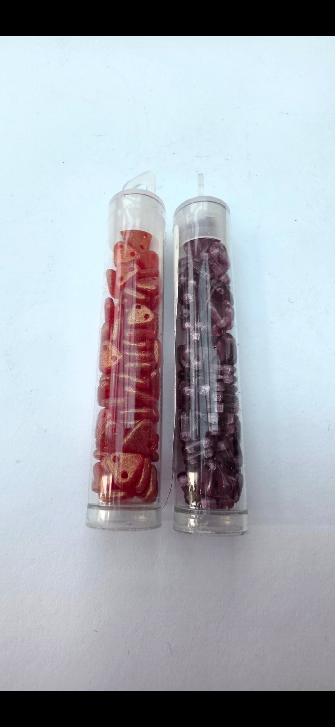 Czech Glass Shaped Beads – Coral Gold & Amethyst – 2 Tubes