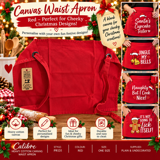Premier  Calibre Heavy Cotton Canvas Waist Apron – Red Blank