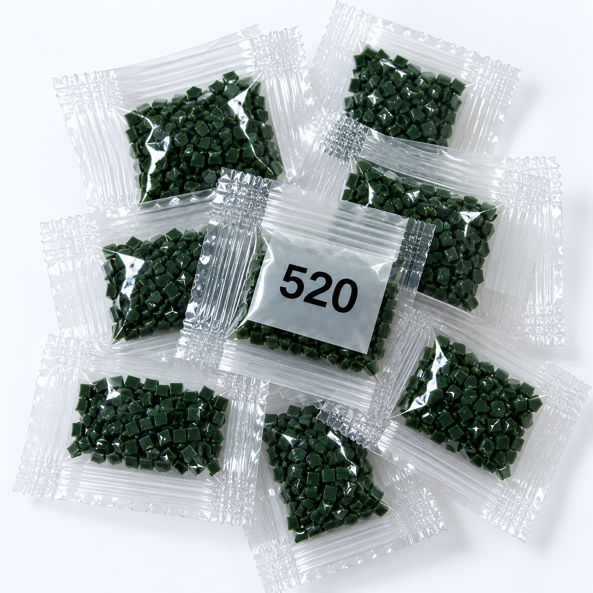 DMC 520 Dark Green Square Diamond Painting Drills – 9 Bags
