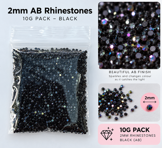 2mm AB Rhinestones – 10g Pack – Choose Your Colour