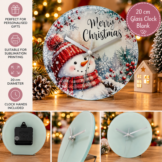 20 cm Round Glass Sublimation Clock Blank