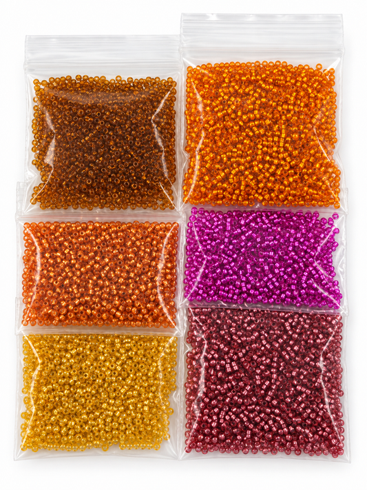 Czech Glass Seed Beads – Warm Metallic Colours – 6 Bags