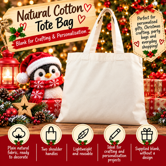 Natural Cotton Tote Bag – Plain Blank Bag for Crafting & Personalisation