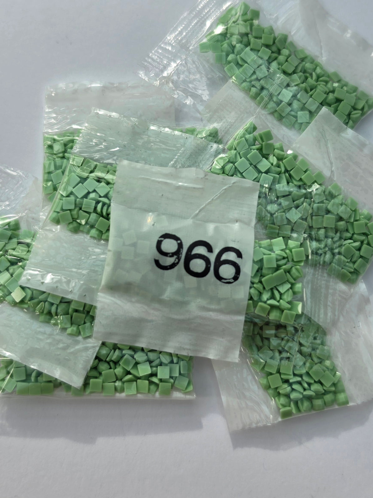 DMC 966 Medium Baby Green Square Diamond Painting Drills – 8 Packets