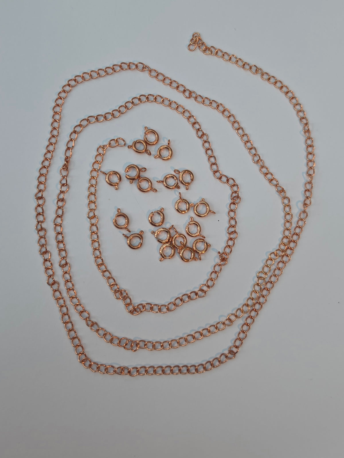 Rose Gold Coloured Jewellery Findings – Spring Clasps & Chain – Mixed Lot