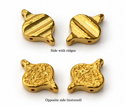 Gold Coloured Textured Multi-Hole Spacer Beads – 2 Pieces