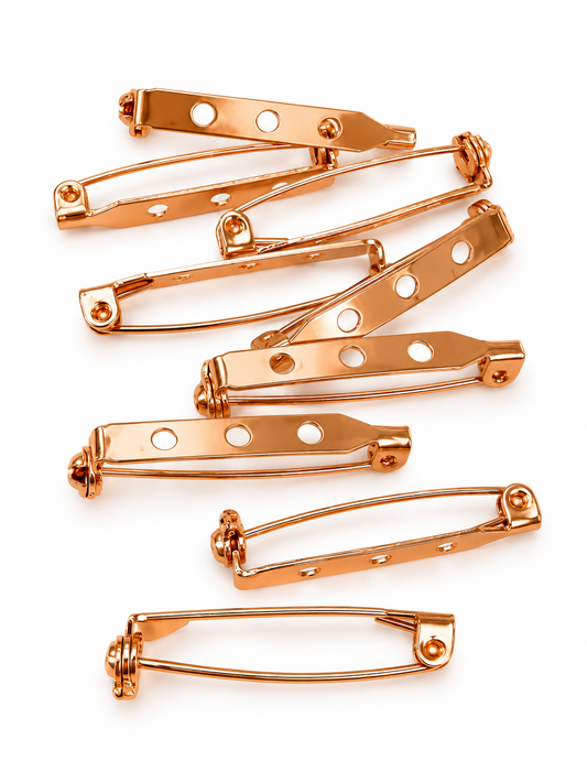 Rose Gold/Copper Coloured Brooch Bar Pin Backs – 8 Pieces