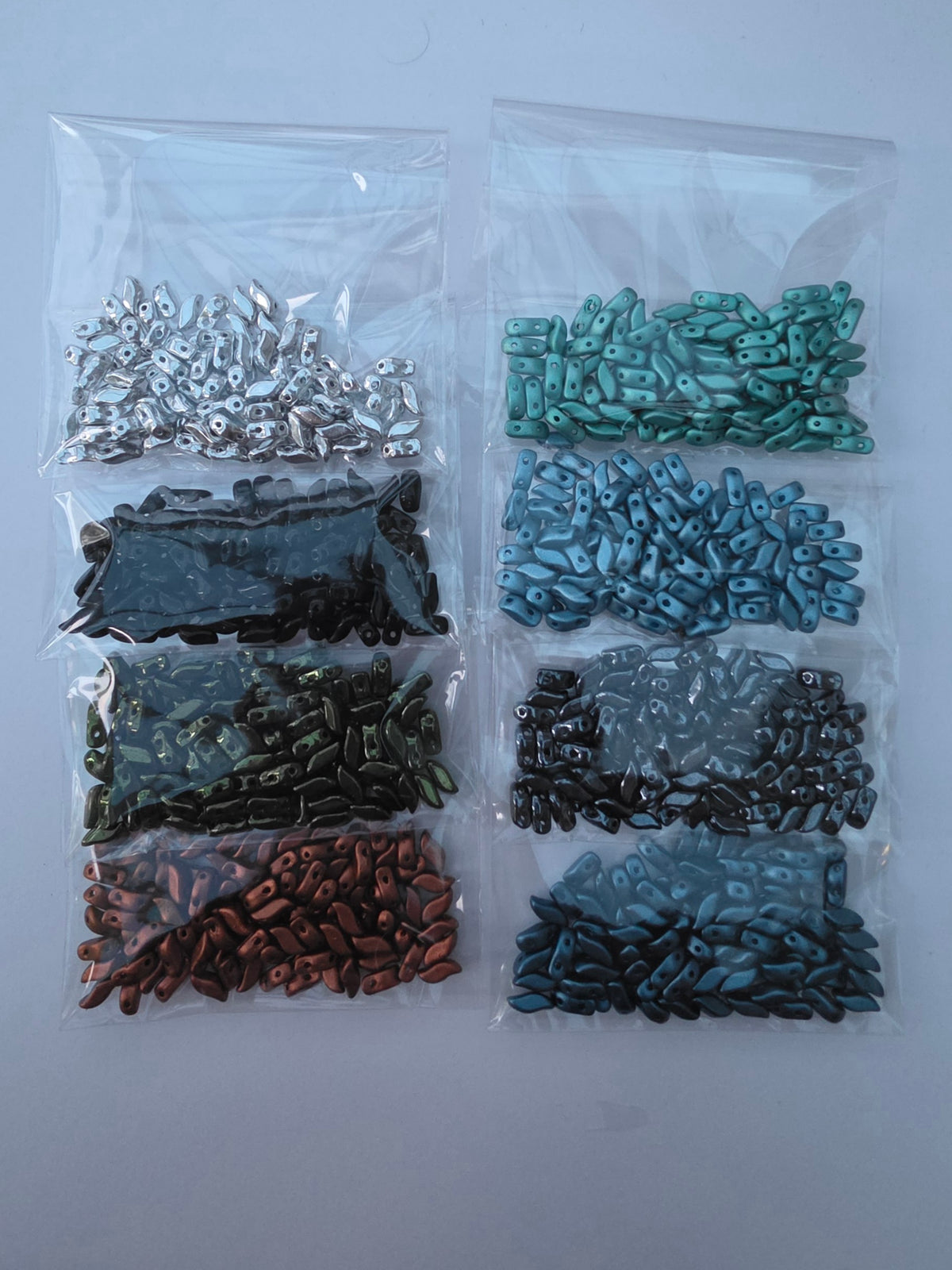 Czech Glass Two-Hole Dagger Beads – Mixed Colours – 8 Bags
