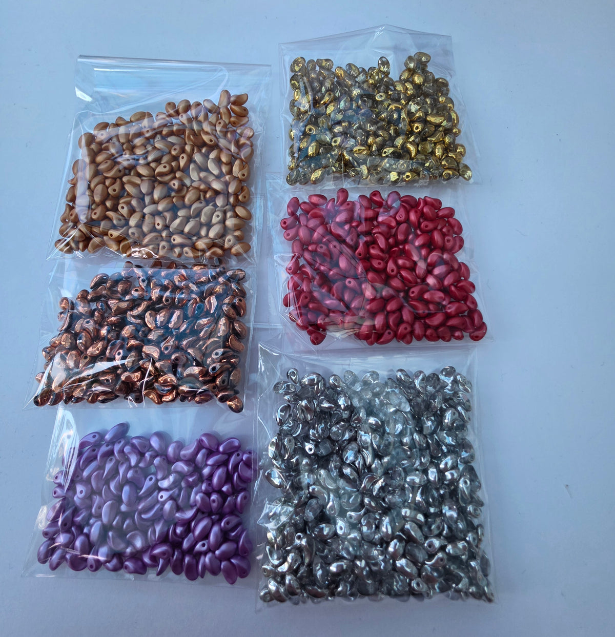 Czech Glass Drop Beads – Large Mixed Colour Lot – 6 Bags