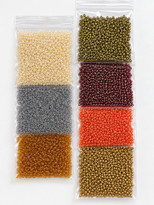 Czech Glass Round Seed Beads – Mixed Colours & Finishes – 7 Bags