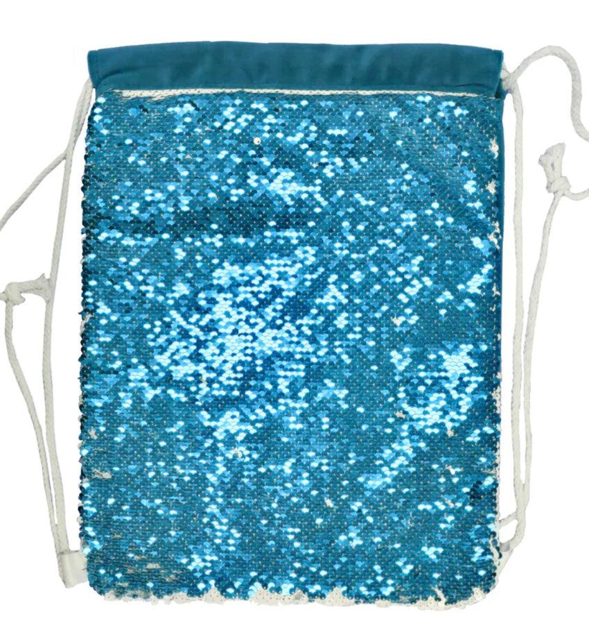 Light Blue Sequin Drawstring bag