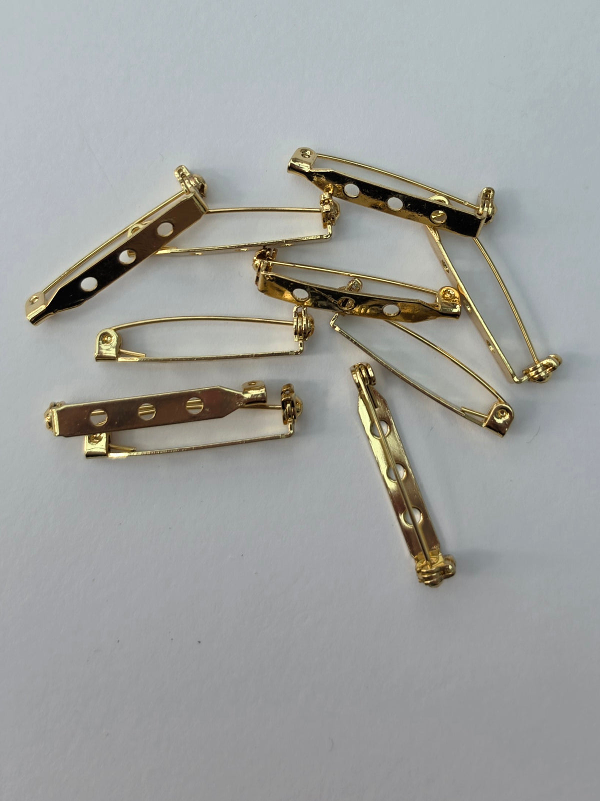 Gold Coloured Brooch Bar Pins / Brooch Backs – 10 Pieces