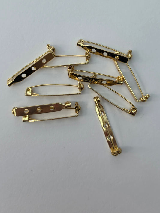 Gold Coloured Brooch Bar Pins / Brooch Backs – 10 Pieces