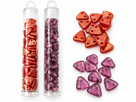 Czech Glass Shaped Beads – Coral Gold & Amethyst – 2 Tubes