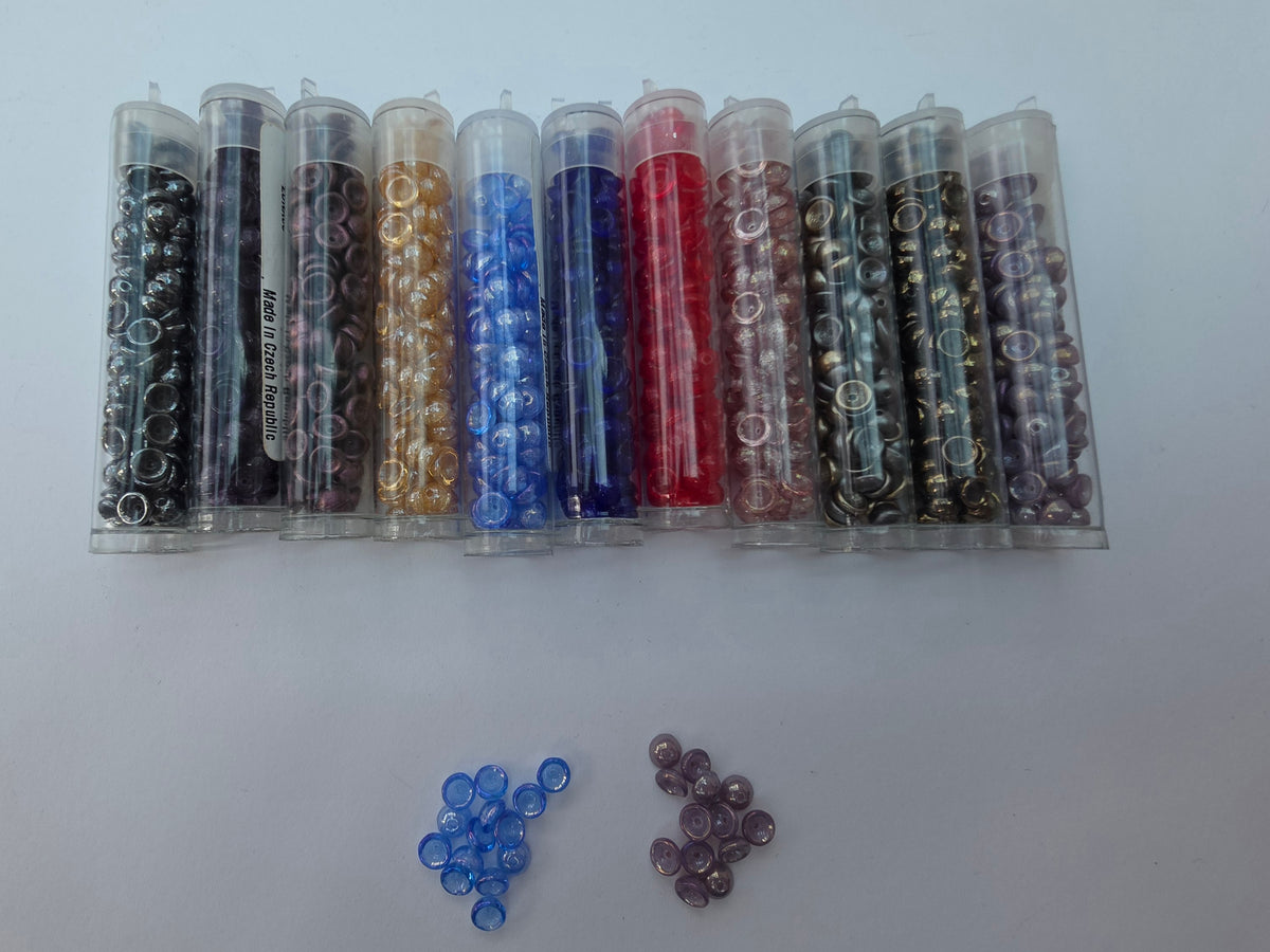 Czech Glass Ring Beads – Mixed Colours & Finishes – 11 Tube Set