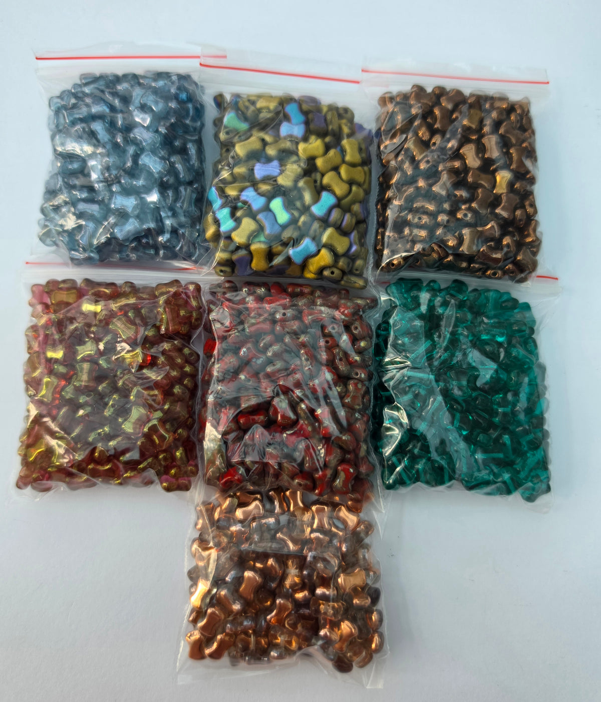 Czech Glass Two-Hole Bow / Infinity Beads – Mixed Colours – 7 Bags