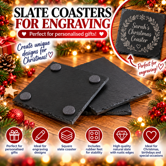 Black Slate coasters for Engraving – Pack of 4
