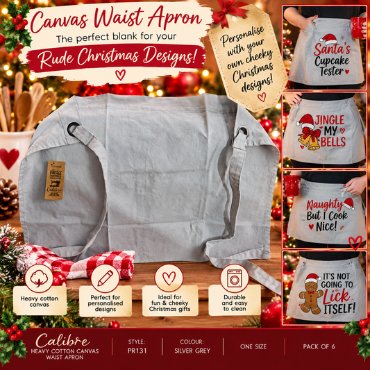 Premier PR131 Calibre Heavy Cotton Canvas Waist Apron – Silver Grey Blank