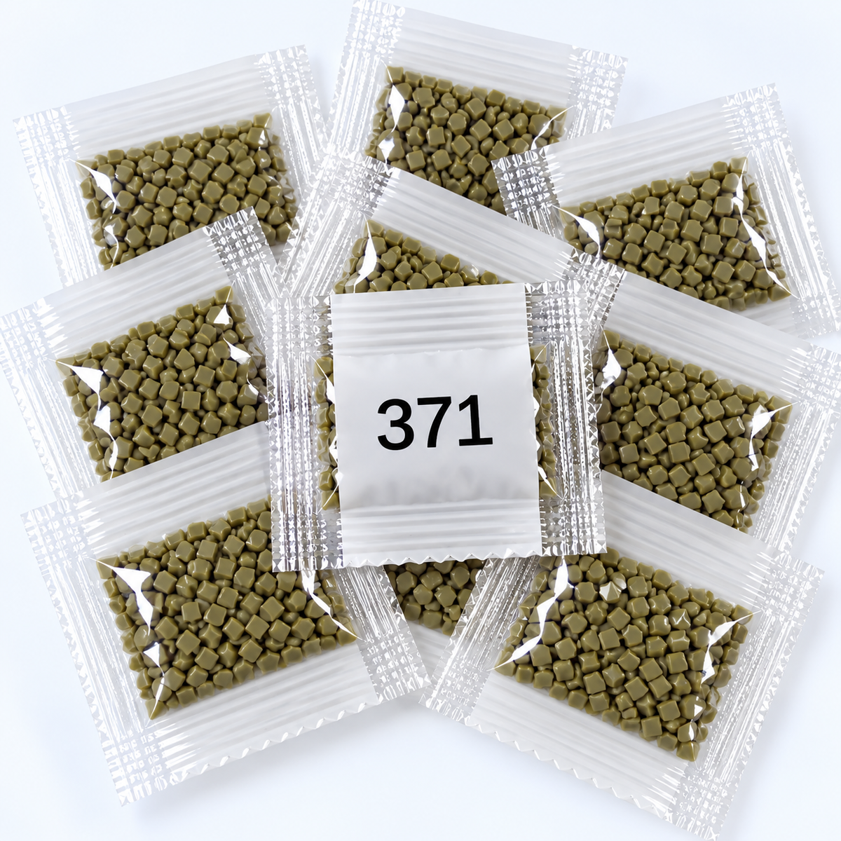 DMC 371 Khaki Green Square Diamond Painting Drills – 9 Bags