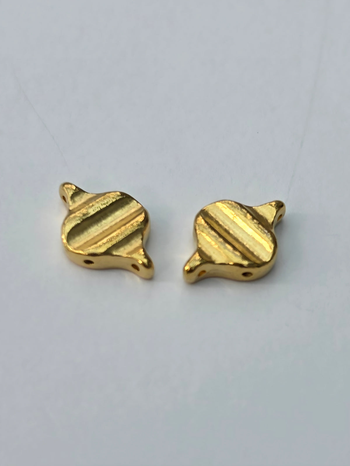 Gold Coloured Textured Multi-Hole Spacer Beads – 2 Pieces