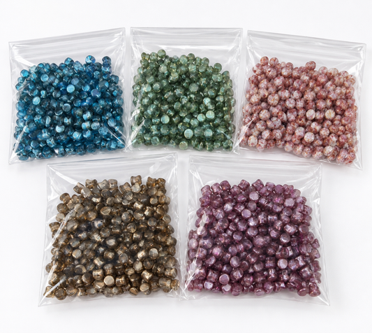 Czech Glass Beads – Large Mixed Pastel & Metallic Lot – 5 Bags