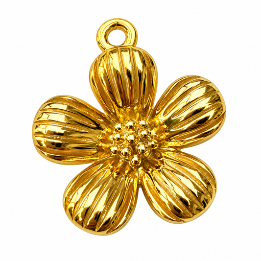 Gold Plated 925 Sterling Silver Five-Petal Flower Charm / Pendant