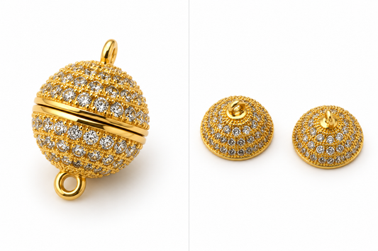 Gold Coloured Crystal Magnetic Ball Clasp – Jewellery Making Finding